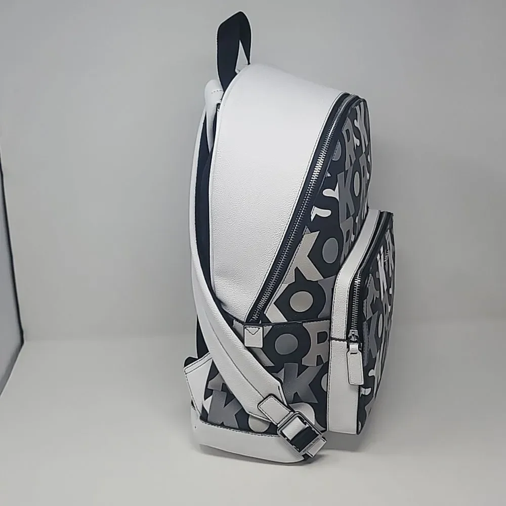 New! Michael Kors Cooper MK Signature Black Multi Commuter Backpack